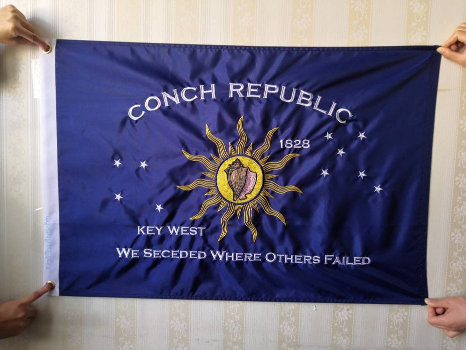 "We Seceded Where Others Failed" 2 ft. x 3 ft. Embroidered Key West Conch Republic Single-Sided Heavy Duty 300D Nylon Flag