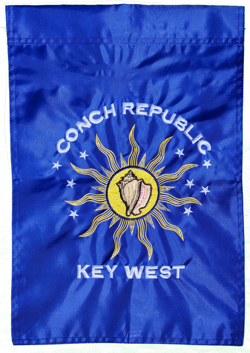 18" high x 12"wide Conch Republic of Key West 100% Nylon Double-Sided Embroidered Garden Flags & Banners