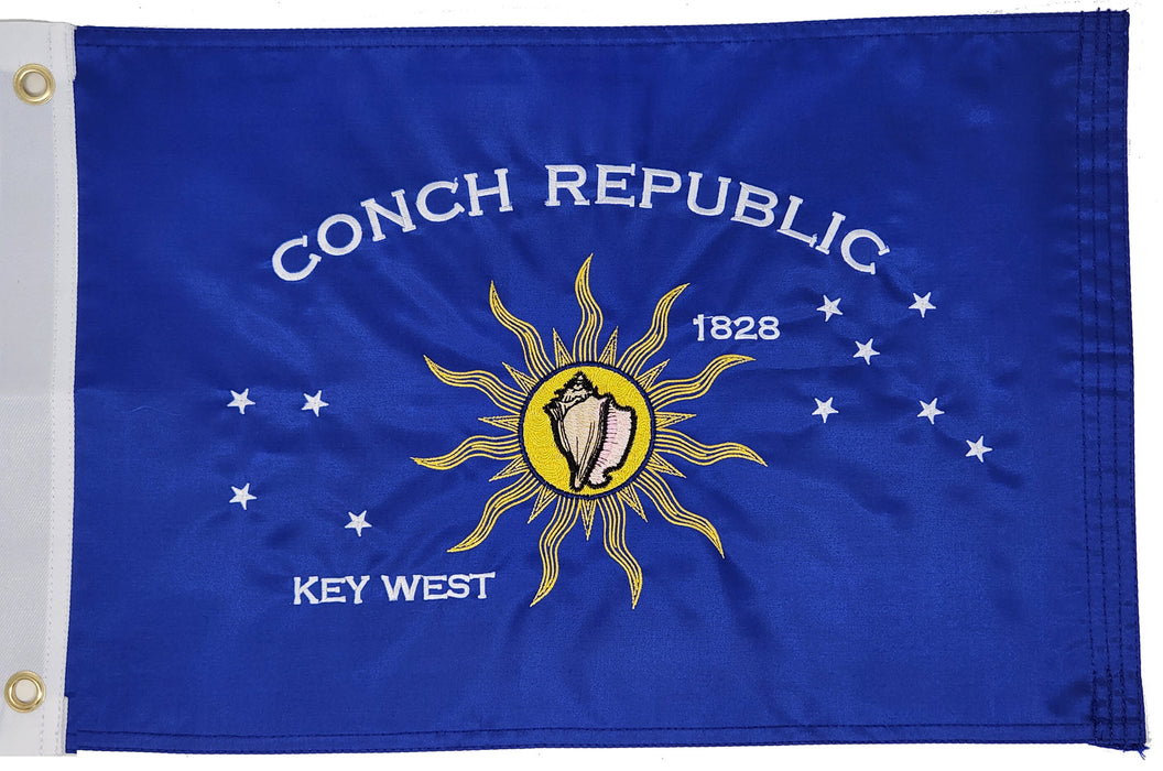 12" x 18" Embroidered Key West Conch Republic Double-Sided Heavy Duty 300D Nylon Flag