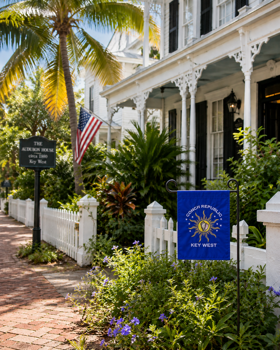 18" high x 12"wide Conch Republic of Key West 100% Nylon Double-Sided Embroidered Garden Flags & Banners