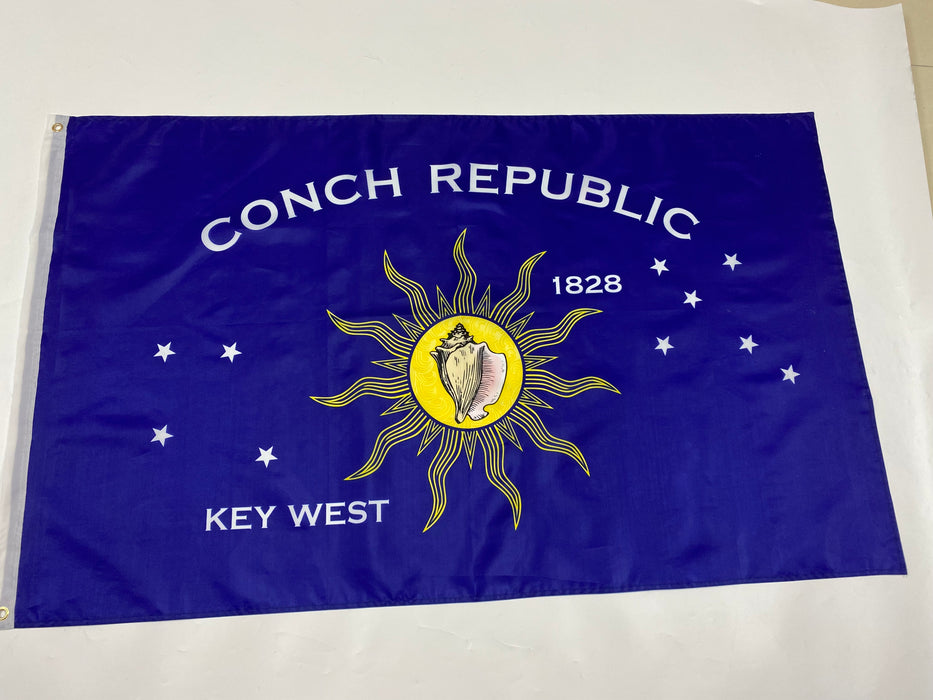 Conch Republic Flag and 8 Stripe Key West Rainbow LGBTQ Gay Lesbian Silk Screen Printed Flag Package