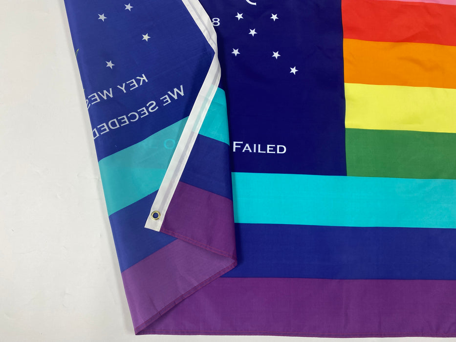 Conch Republic Flag and 8 Stripe Key West Rainbow LGBTQ Gay Lesbian Silk Screen Printed Flag Package