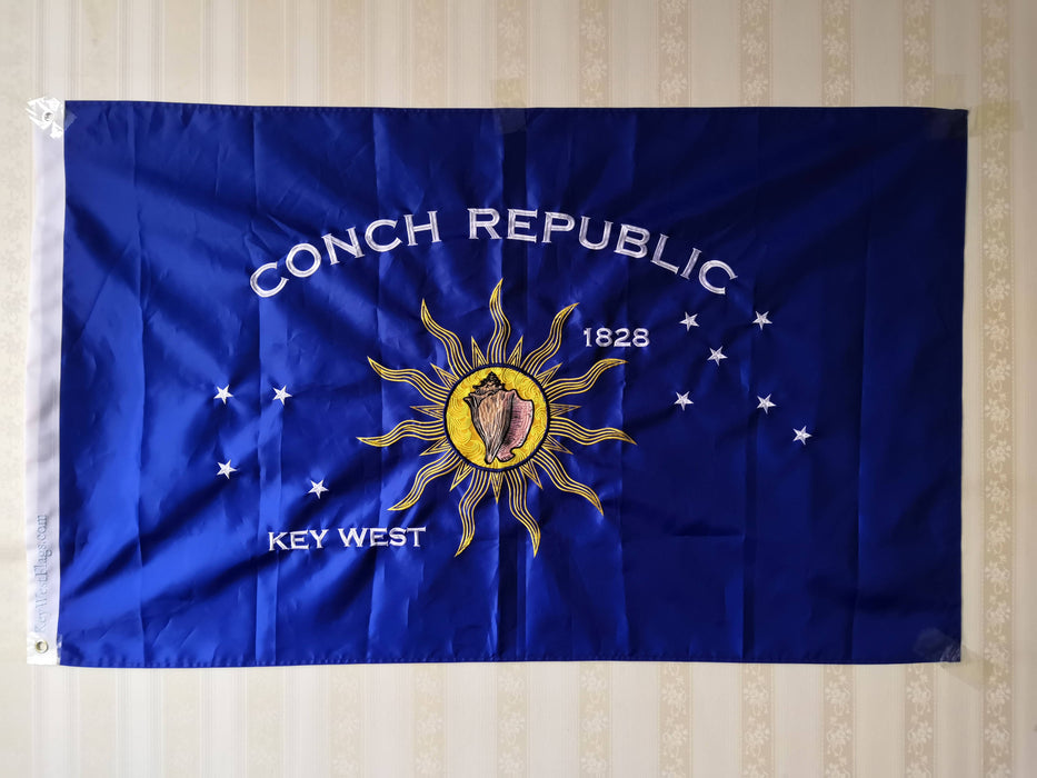 3 ft. x 5 ft. Embroidered Key West Conch Republic Double-Sided Heavy Duty 300D Nylon Flag