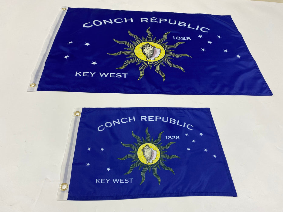 3x Sizes - Conch Republic Independence Flag Combo 12"x18", 2'x3' and 3'x5' from Key West, Florida